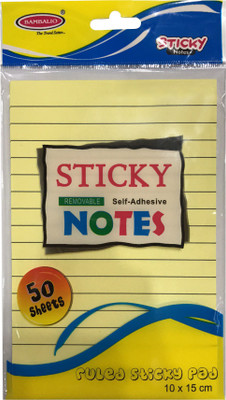

Bambalio Ruled Sticky Note Pad - 4 x 6 inch, 6 Packs of 50 Sheets Each,Yellow BSNS-15 50 Sheets Self Adhesive, 1 Colors(Yellow)