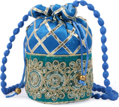 

Gaurapakhi Handicrafts Designer Silk Heavy Rajasthani Resham Potlis Multi color Clutch Bag, Standard Potli For Bridal, Casual, Party , Wedding Potli Bag Potli(Multicolor)