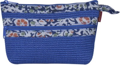 

Jute Cottage Dobby Kalamkari Pouch 2 Zip Small Blue Jute Pouch(Blue)