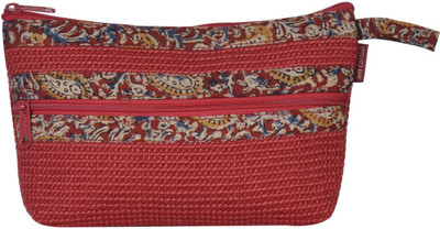 

Jute Cottage Dobby Kalamkari Pouch 2 Zip Small Red Jute Pouch(Red)