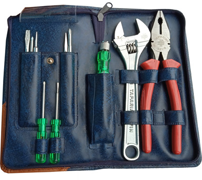 TAPARIA 1005 cutting plier 8 inch and adjustable 8 inch and screwdriver set pack of 1 Hand Tool Kit(10 Tools)