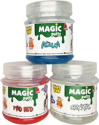 

KidsLab Magic Putty Red ,Aqua ,Crystal 300gms (pack of 3 x 100gms) Multicolor Putty Toy