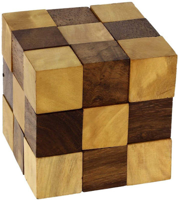 

Craftpoint Wooden Snake Cube Puzzle- Handmade Gifts India - Travel Games for Families(1 Pieces)