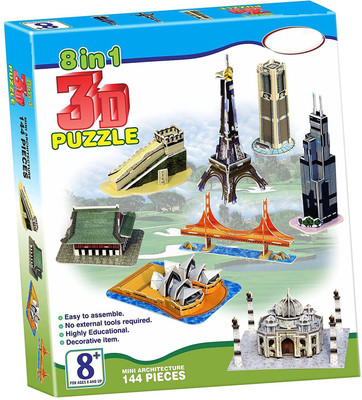

Tingoking 8 - in- 1 3D Puzzle, Multi Color(144 Pieces)