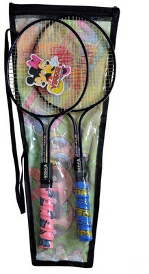 

vipson Double Shaft Rod Light Weight Badminton Racquet set of 2 For Kids 3 To 8 Years Multicolor Strung Badminton Racquet(S3 - Small, 350 g)
