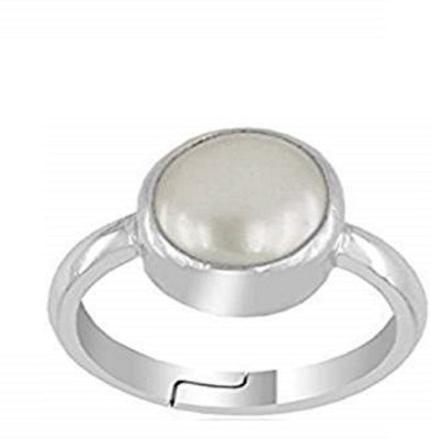 Jaipur Gemstone Pearl Ring With Natural Moti Stone Pearl Silver Plated Ring