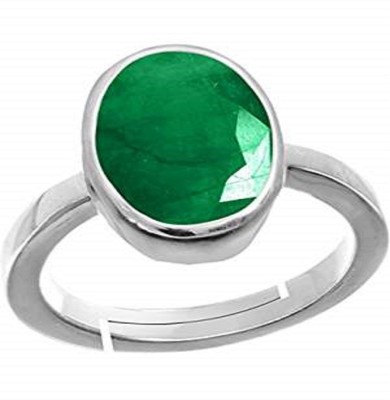 Jaipur Gemstone Emerald / Panna Ring With NAtural Panna Stone Emerald Silver Plated Ring