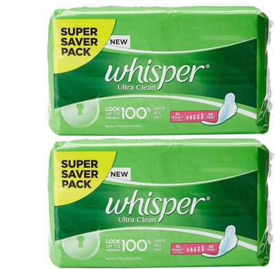 

Whisper Ultra Clean 30+30 Pad Sanitary Pad(Pack of 2)