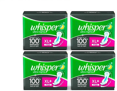 

Whisper Ultra Nights 7+7+7+7 Pad Sanitary Pad(Pack of 4)