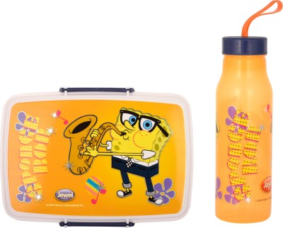 

Jayco Fliplock Small Plastic lunch box and Polo small water bottle set for kids Sponge Bob Print School Set