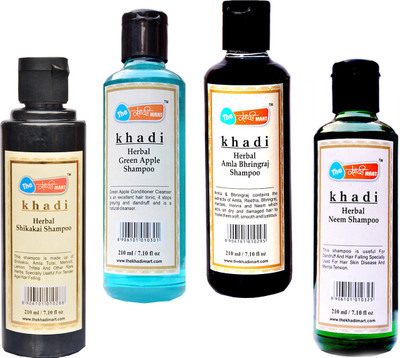 

The Khadi Mart Amla Bhringraj + Green Apple Shampoo + Neem shampoo + Shikakai Shampoo - Pack 4 - 840 ML(840 ml)