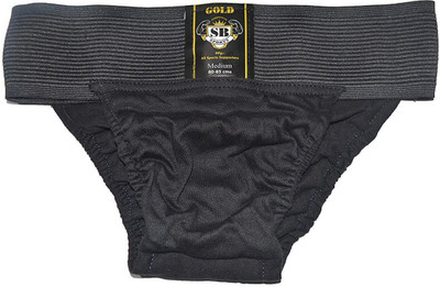 

QUINERGYS ® Jet Black - Gym Cotton Supporter with Cup Pocket Athletic Fit Brief Abdomen Support (, Jet Black