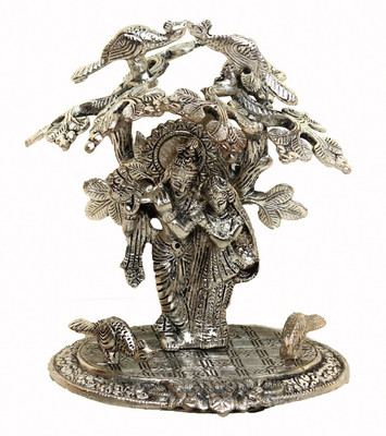 

Crafticia Oxidised Metal Silver Krishna Tree Idol Decorative Showpiece - 22 cm(Cast Iron, Silver)