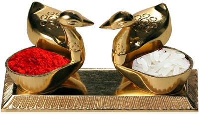 KridayKraft die casting double duck no 1 Decorative Showpiece  -  5 cm(Wood, Gold)