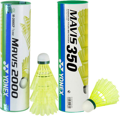 

Yonex Mavis 12 Pack Combo (1 Can Mavis350, Pack of 6 + 1 Can Mavis2000, Pack of 6) Nylon Shuttle - Yellow(Medium, 77, Pack of 2)