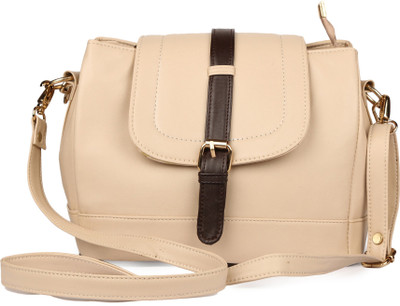 

glasy Women Evening/Party, Casual, Formal Beige PU Sling Bag