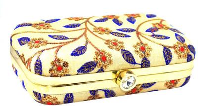 

Saffronworld Women Evening/Party Beige Silk Clutch