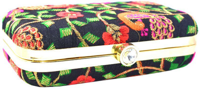 

Saffronworld Women Evening/Party Black Silk Clutch