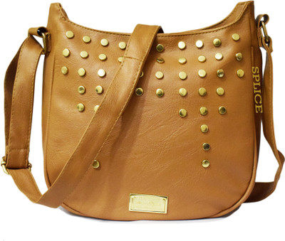 

SPLICE Women Casual Tan PU Sling Bag