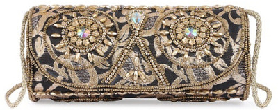 Gaurapakhi Women Evening/Party Black, Gold Silk Clutch