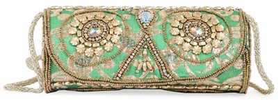

Gaurapakhi Women Formal Green Silk Sling Bag
