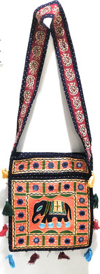 

SUVASANA Women Casual Orange Cotton Sling Bag