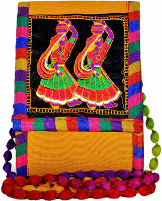 

KRISHNA HANDLOOM Girls Casual Yellow Cotton Sling Bag