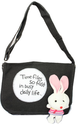 

Hydes Girls Casual Black Cotton Sling Bag