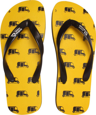 

Sports Meister Sports Meister for Stylish Men's Yellow Color Black Auto Rickshaw Printing Designs Rubber Flip Flop Flip Flops