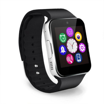 

MUSTTALK Bluetooth Smartwatch with Camera/Sim & SD Card Slot/Calling Function/Touch Screen for iPhn_ 6S Silver Smartwatch(Black Strap Free Size)