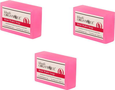 

Khadi Organique Khadiorganique Rose water Soap-Pack of 3(375 g, Pack of 3)