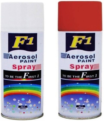 F1 Aerosol 2pc combo White, Red Spray Paint 500 ml(Pack of 2)