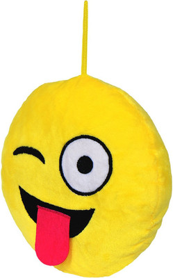 

CREATIVEVILLA TOUNG OUT STUFFED SMILEY CUSHION ROUND PIILOW - 28 cm(Multicolor)