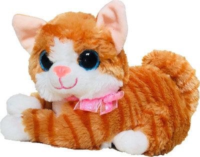 

CREATIVEVILLA CUTE LYING LITTLE BEIGE CAT STUFFED PLUSH SOFT TOY - 28 cm(Multicolor)