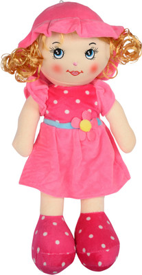 

ToynJoy 2 Feet Cute Dotted Dress Smiling Dark Pink Doll for Baby - 60 cm(Dark Pink)