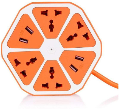 

Flavo 4 USB Hexagon Extension Socket 8 Socket Surge Protector(Multicolor)