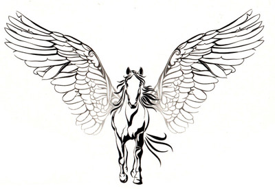 

smilendeal Smilendeal_T2594 Horse Wings Temp Body Tattoo(Horse Wings)