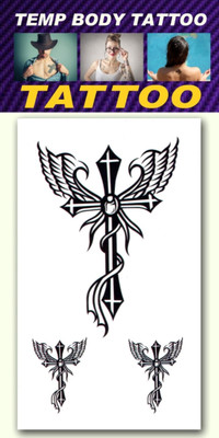

smilendeal Smilendeal_T2539 Cross Feather Temp Body Tattoo(Cross Feather)