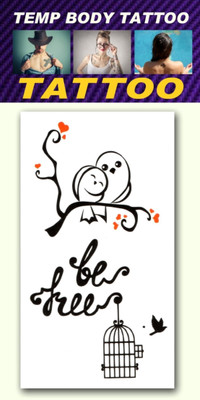 

smilendeal Smilendeal_T2536 Be Free Temp Body Tattoo(Be Free)