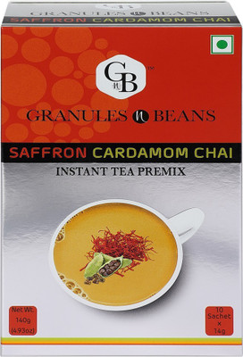 

Granules and Beans SAFFARON Cardamom Instant Tea Premix - (10 Sachetx14gm=140gm) Saffron Instant Tea Box(14 g)