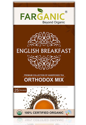 

FARGANIC Orthodox Mix English Breakfast Tea 100% Certified Organic. 25 Tea Bags Ginger Black Tea Bags(25 Bags, Box)
