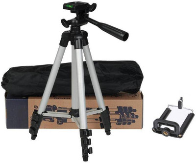 

Mezire 3110 3-Way Head Rotation Adjustable Aluminum 35cm To 102cm Extendable Camera-Tripod With Bracket And Bag Tripod, Tripod Kit, Monopod Kit Tripod Tripod(Black, Silver, Supports Up to 1000 g)