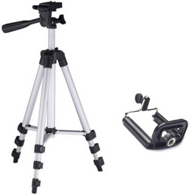

tygot Tripod-3110 Portable Adjustable Aluminum Lightweight Camera Stand With Three-Dimensional Head & Quick Release Plate For Video Cameras and mobile Tripod (Silver Supports Up to 1500 g) Tripod(Silver, Supports Up to 1500)