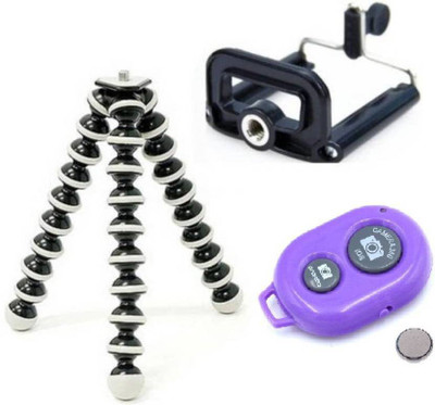 

Ruhi Adjustable Mini Octopus Gorila Mobile Phone Camera Stand With Bracket And Bluetooth Shutter Tripod (Black, Purple, Supports Up to 500 g) Tripod(Black, Purple, Supports Up to 500 g)