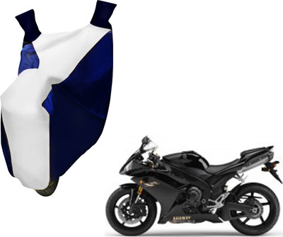 AUTO PEARL Two Wheeler Cover for Yamaha(YZF R1, White, Blue)