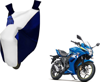 AUTO PEARL Two Wheeler Cover for Suzuki(Gixxer SF, White, Blue)
