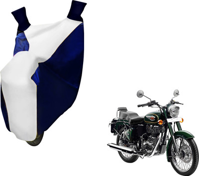 AUTO PEARL Two Wheeler Cover for Royal Enfield(500, White, Blue)