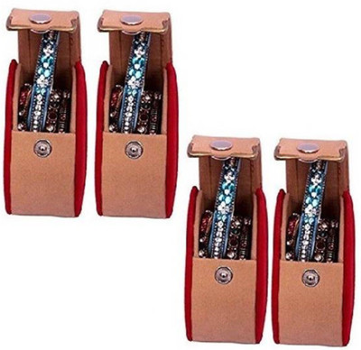 

OmneityHuckster Bracelet Box OmneityHuckster Pack of 4 Round Bangle small Box Travel Case jewellery Vanity Box (Beige) Vanity Box(Beige)