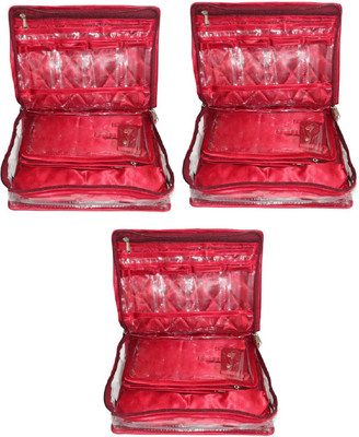 

shivanshshine Set Of 3 Pc Necklace Bangle Locker Cosmetic Storage Vanity Bag (Maroon) Vanity Bag Vanity Box(Maroon)