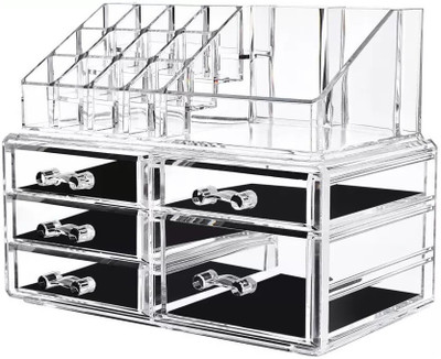 

Starbust Cosmetic Jewellery makeup Storage Box kit with 4 Drawers Clear Acrylic Stand and organizer Makeup Makeup & jewellery set Vanity Box(White)